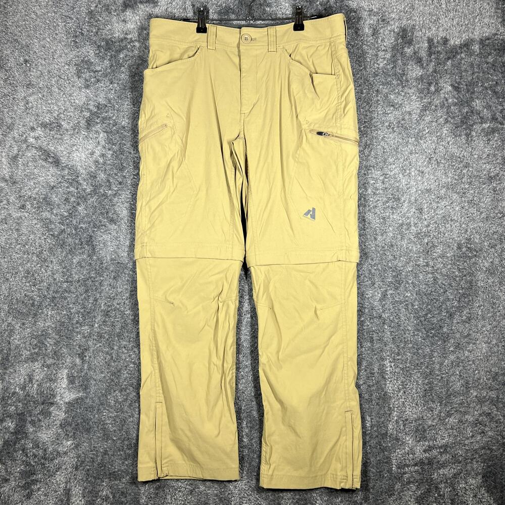 Eddie Bauer Pants Mens 33x30 Beige Cargo Convertible Zip Ankle Travel